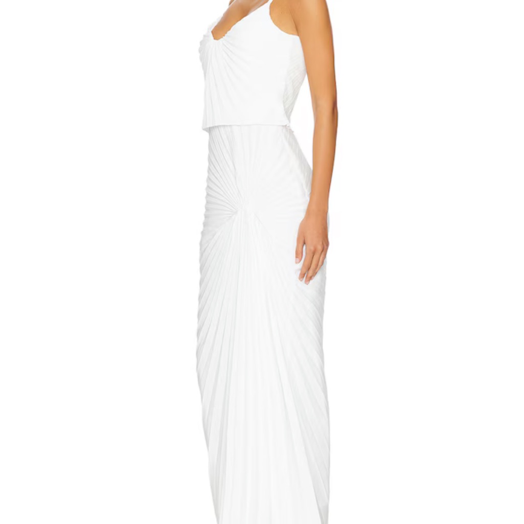 Chic Asymmetrical White Pleated Dress